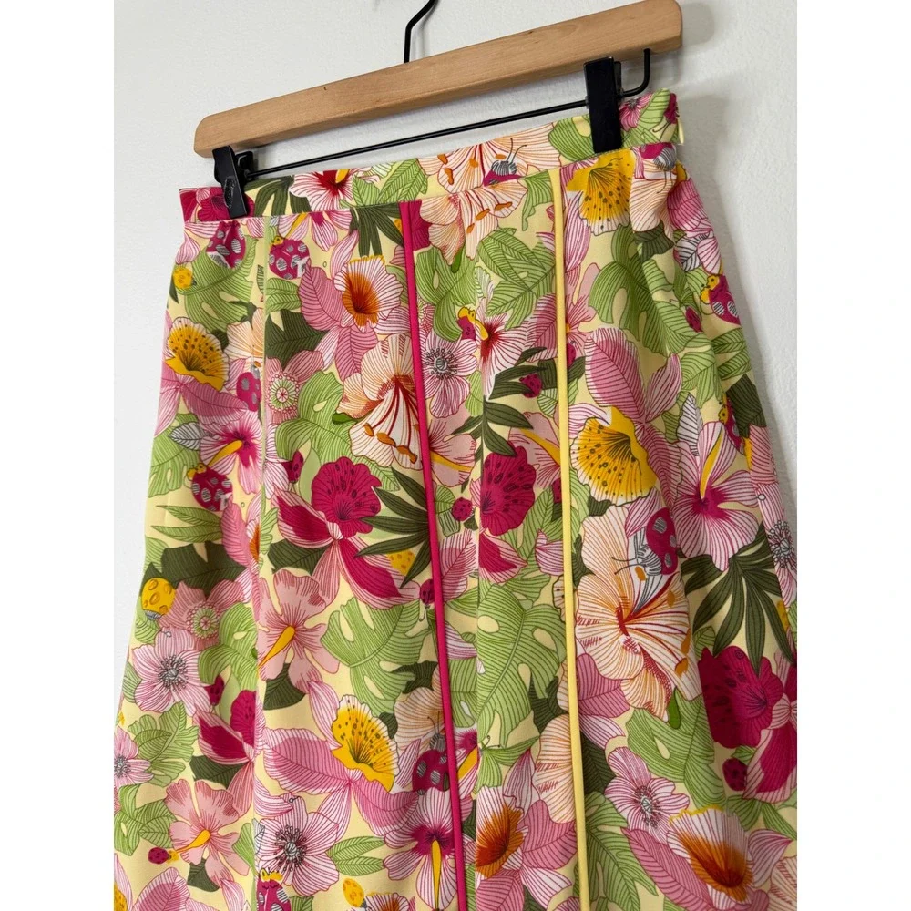 Vintage 90's Requirements - Tropical Floral Skirt Knee to Midi Length Vacation